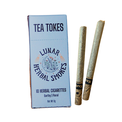 'Lunar' herbal cigarettes box with two slim herbal cigarettes